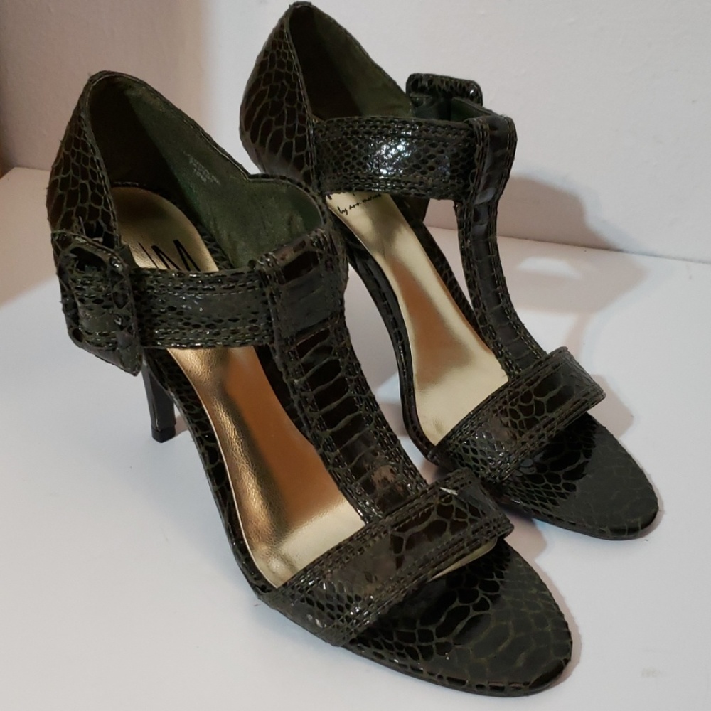 Anne Marie Snakeskin T-Strap Sandal Heels